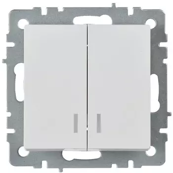 Выключатель IEK Brite ВС10-2-1-БрБ двухклавишный встраиваемый белый с подсветкой (BR-V20-1-10-K01)