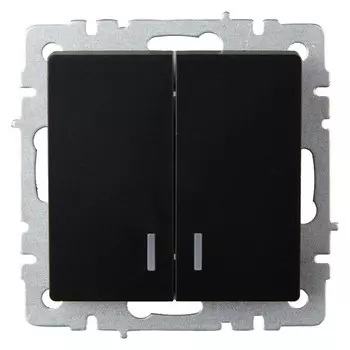 Выключатель IEK Brite ВС10-2-1-БрЧ двухклавишный встраиваемый черный (BR-V20-1-10-K02)