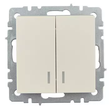 Выключатель IEK Brite ВС10-2-1-БрКр двухклавишный встраиваемый бежевый с подсветкой (BR-V20-1-10-K10)