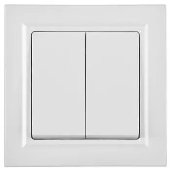 Выключатель IEK Brite ВС10-2-6-БрБ двухклавишный встраиваемый белый проходной (BR-V22-0-10-K01)