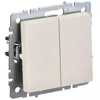 Выключатель IEK Brite ВС10-2-6-БрКр двухклавишный встраиваемый бежевый проходной (BR-V22-0-10-K10)