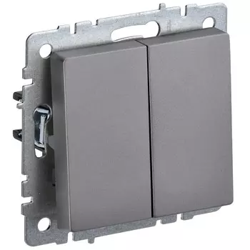 Выключатель IEK Brite ВС10-2-6-БрС двухклавишный встраиваемый сталь проходной (BR-V22-0-10-K46)