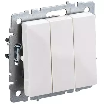 Выключатель IEK Brite ВС10-3-0-БрБ трехклавишный встраиваемый белый (BR-V30-0-10-K01)