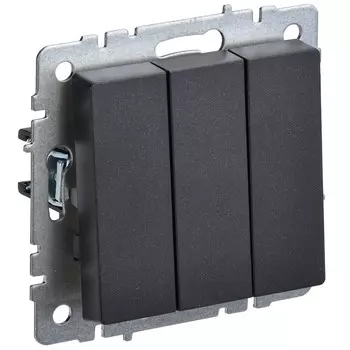 Выключатель IEK Brite ВС10-3-0-БрЧ трехклавишный встраиваемый черный (BR-V30-0-10-K02)