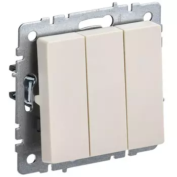 Выключатель IEK Brite ВС10-3-0-БрКр трехклавишный встраиваемый бежевый (BR-V30-0-10-K10)