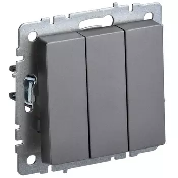 Выключатель IEK Brite ВС10-3-0-БрС трехклавишный встраиваемый сталь (BR-V30-0-10-K46)