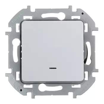 Выключатель Legrand Inspiria одноклавишный встраиваемый алюминий с подсветкой (673612)