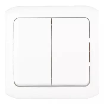 Выключатель Legrand Quteo двухклавишный накладной белый (782302)