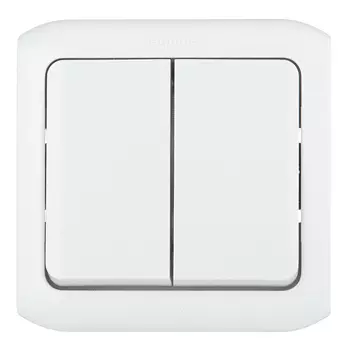 Выключатель Legrand Quteo двухклавишный накладной серый (782332)