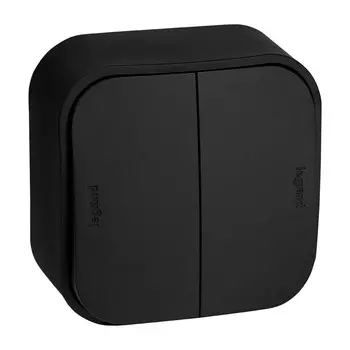 Выключатель Legrand Quteo двухклавишный накладной черный (782474)