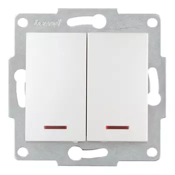Выключатель Lezard Karina двухклавишный встраиваемый жемчужно-белый с подсветкой (707-3088-112)