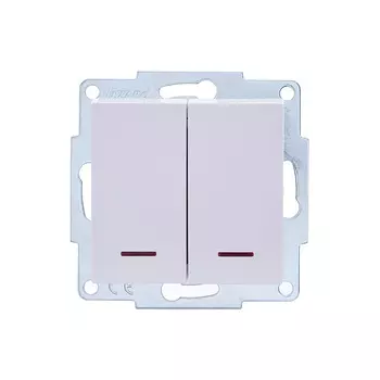 Выключатель Lezard Vesna двухклавишный встраиваемый белый с подсветкой (742-0288-112)