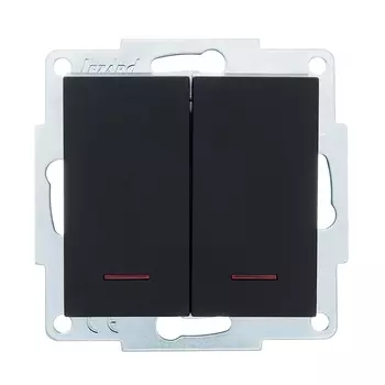 Выключатель Lezard Vesna двухклавишный встраиваемый черный бархат с подсветкой (742-4288-112)