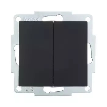 Выключатель Lezard Vesna двухклавишный встраиваемый черный бархат (742-4288-101)