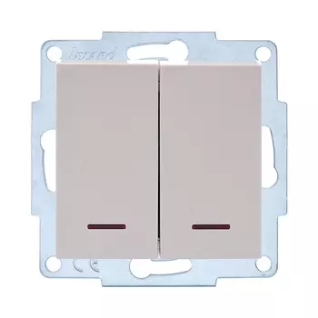 Выключатель Lezard Vesna двухклавишный встраиваемый крем с подсветкой (742-0388-112)