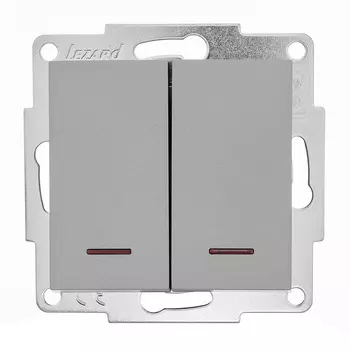 Выключатель Lezard Vesna двухклавишный встраиваемый платина с подсветкой (742-3588-112)