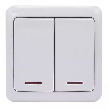 Выключатель Lezard VIOLA 751-0200-112 двухклавишный открытая установка белый с подсветкой