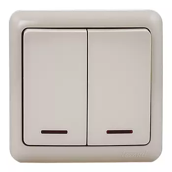 Выключатель Lezard VIOLA 751-0300-112 двухклавишный открытая установка крем с подсветкой