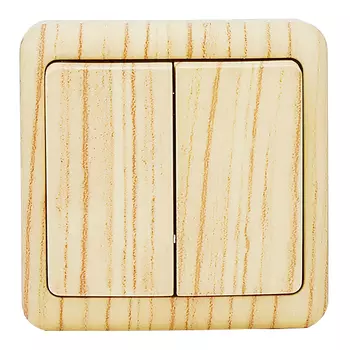 Выключатель Lezard VIOLA 751-5200-101 двухклавишный открытая установка беленый дуб