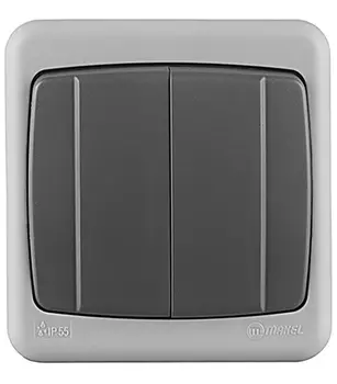 Выключатель Makel двухклавишный накладной серый (36064003)