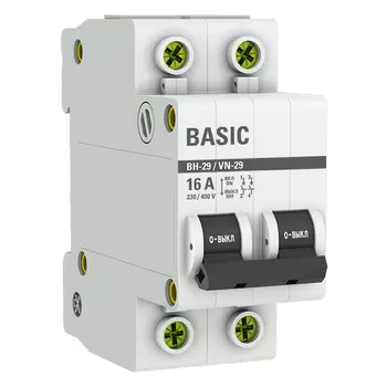 Выключатель нагрузки EKF Basic ВН-29 2Р 16А 4,5 кА 230 В на DIN-рейку (SL29-2-16-bas)