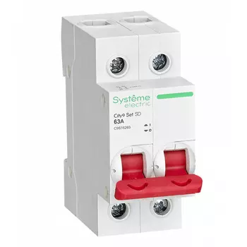 Выключатель нагрузки Systeme Electric City9 Set 2P 63А 230 В на DIN-рейку (C9S16263)