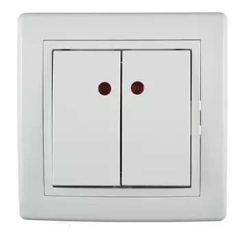 Выключатель с рамкой Aling-conel 626.000 двухклавишный скрытая установка белый с подсветкой