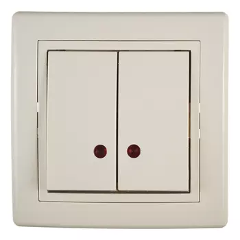 Выключатель с рамкой Aling-conel 626.999 двухклавишный скрытая установка бежевый с подсветкой