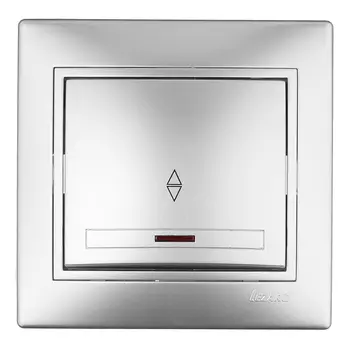 Выключатель с рамкой Lezard MIRA 701-1010-114 одноклавишный скрытая установка металл серый с подсветкой