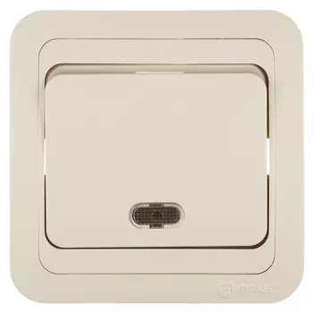 Выключатель Makel Mimoza одноклавишный встраиваемый бежевый с подсветкой (25021)