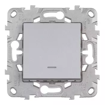 Выключатель Schneider Electric Unica NEW одноклавишный встраиваемый алюминий с подсветкой (NU520130N)