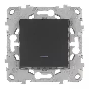Выключатель Schneider Electric Unica NEW одноклавишный встраиваемый антрацит с подсветкой (NU520154N)