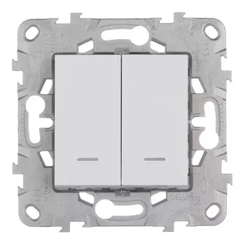 Выключатель Schneider Electric Unica NEW двухклавишный встраиваемый белый с подсветкой (NU521118N)