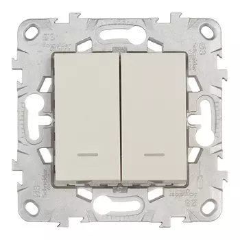 Выключатель Schneider Electric Unica NEW двухклавишный встраиваемый бежевый с подсветкой (NU521144N)