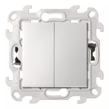 Выключатель Simon 24 Harmonie двухклавишный встраиваемый алюминий (2420398-033)