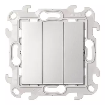 Выключатель Simon 24 Harmonie трехклавишный встраиваемый алюминий (2450391-033)
