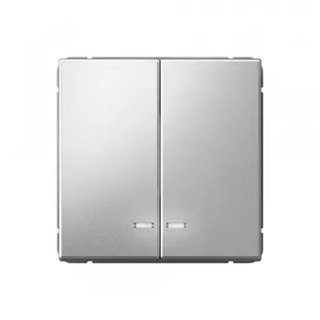 Выключатель Systeme Electric ArtGallery двухклавишный встраиваемый алюминий с подсветкой (GAL000353)