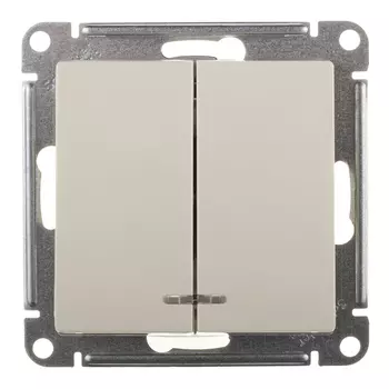 Выключатель Systeme Electric AtlasDesign двухклавишный встраиваемый бежевый с подсветкой (ATN000253)