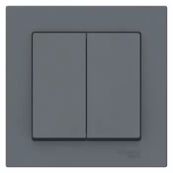 Выключатель Systeme Electric AtlasDesign двухклавишный встраиваемый грифель (ATN000752)