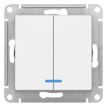 Выключатель Systeme Electric AtlasDesign двухклавишный встраиваемый лотос с подсветкой (ATN001353)