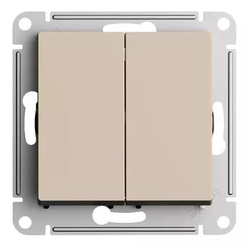 Выключатель Systeme Electric AtlasDesign двухклавишный встраиваемый песочный (ATN001251)