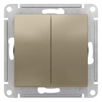 Выключатель Systeme Electric AtlasDesign двухклавишный встраиваемый шампань с самовозвратом (ATN000517)