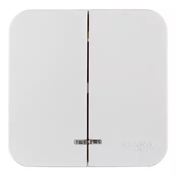 Выключатель Systeme Electric Blanca двухклавишный накладной алюминий с подсветкой (BLNVA105113)