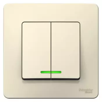 Выключатель Systeme Electric Blanca двухклавишный встраиваемый молочный с подсветкой (BLNVS006512)