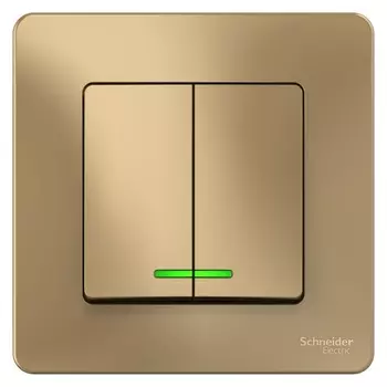 Выключатель Systeme Electric Blanca двухклавишный встраиваемый титан с подсветкой (BLNVS010514)