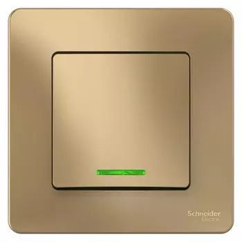 Выключатель Systeme Electric Blanca одноклавишный встраиваемый титан с подсветкой (BLNVS010114)