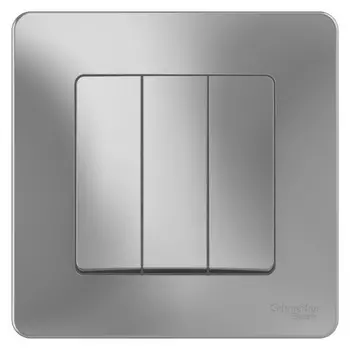 Выключатель Systeme Electric Blanca трехклавишный встраиваемый алюминий (BLNVS100503)