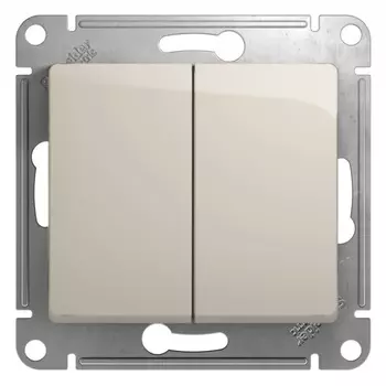 Выключатель Systeme Electric Glossa двухклавишный встраиваемый молочный (GSL000951)