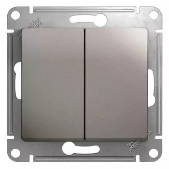 Выключатель Systeme Electric Glossa двухклавишный встраиваемый платина (GSL001251)