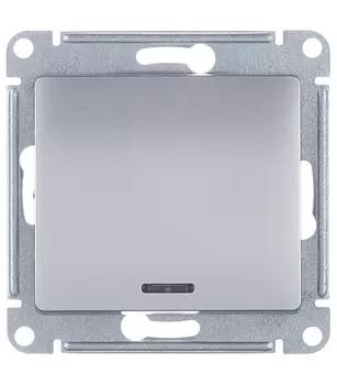 Выключатель Systeme Electric Glossa одноклавишный встраиваемый алюминий с подсветкой (GSL000313)